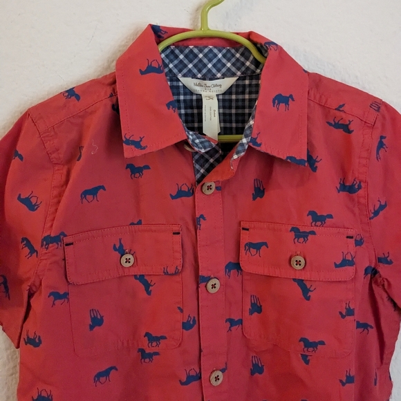 Matilda Jane HORSING AROUND Boys Red Cotton Short Sleeve Button Down NWT Boys 8 - Picture 5 of 8